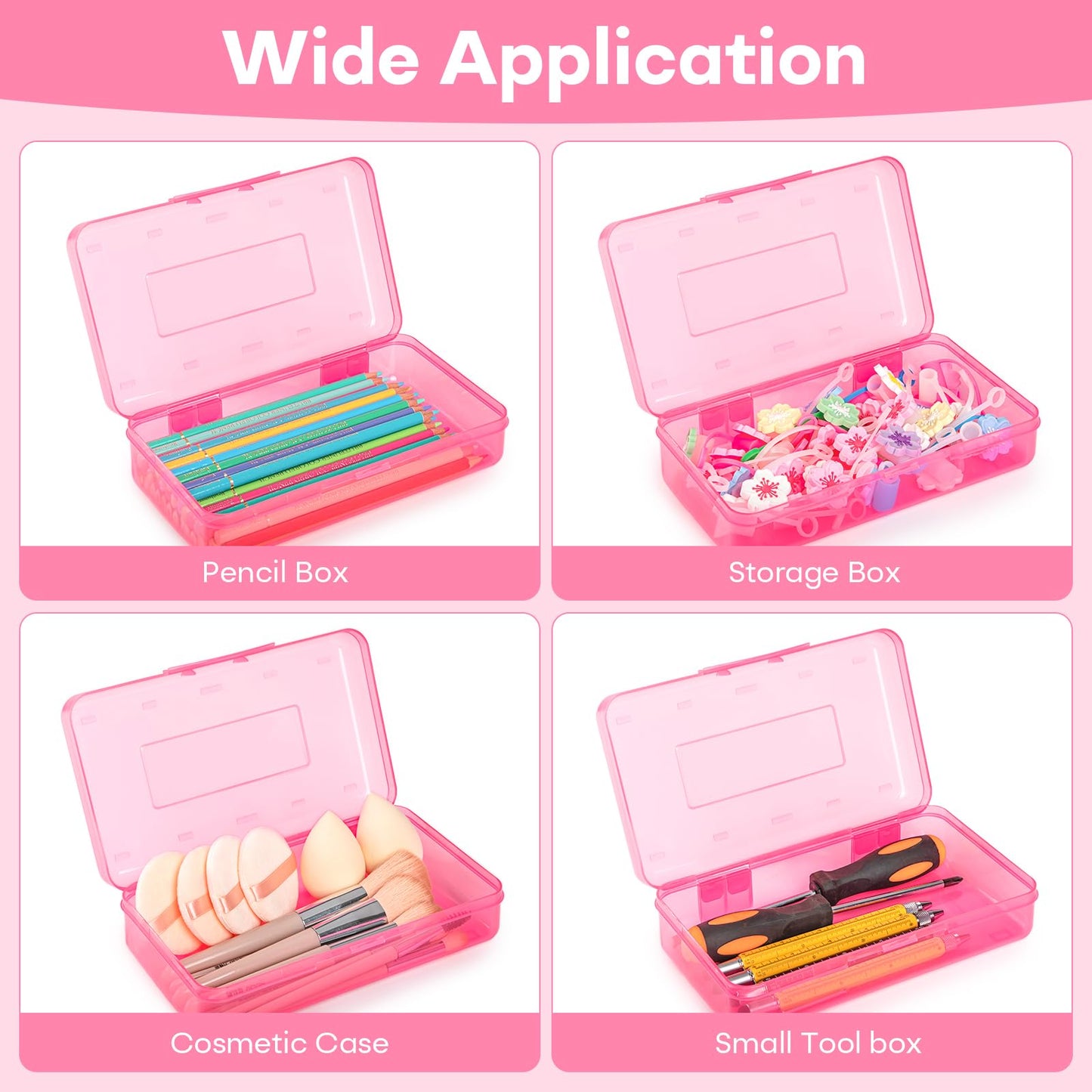 Clear Plastic Hard Pencil box Case with Personalized Sticker for Girl Boy