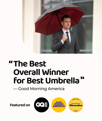 Windproof Travel Umbrella - Compact & Withstands Winds up to 100MPH, Strongest Premium Auto Folding Umbrella for Rain and Sun - Durable, Light & Portable for Women & Men, Fits Backpack & Cars