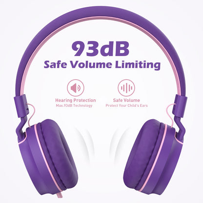 AILIHEN I35 Kids Headphones for School with Mic, 93dB Safe Volume, Orange