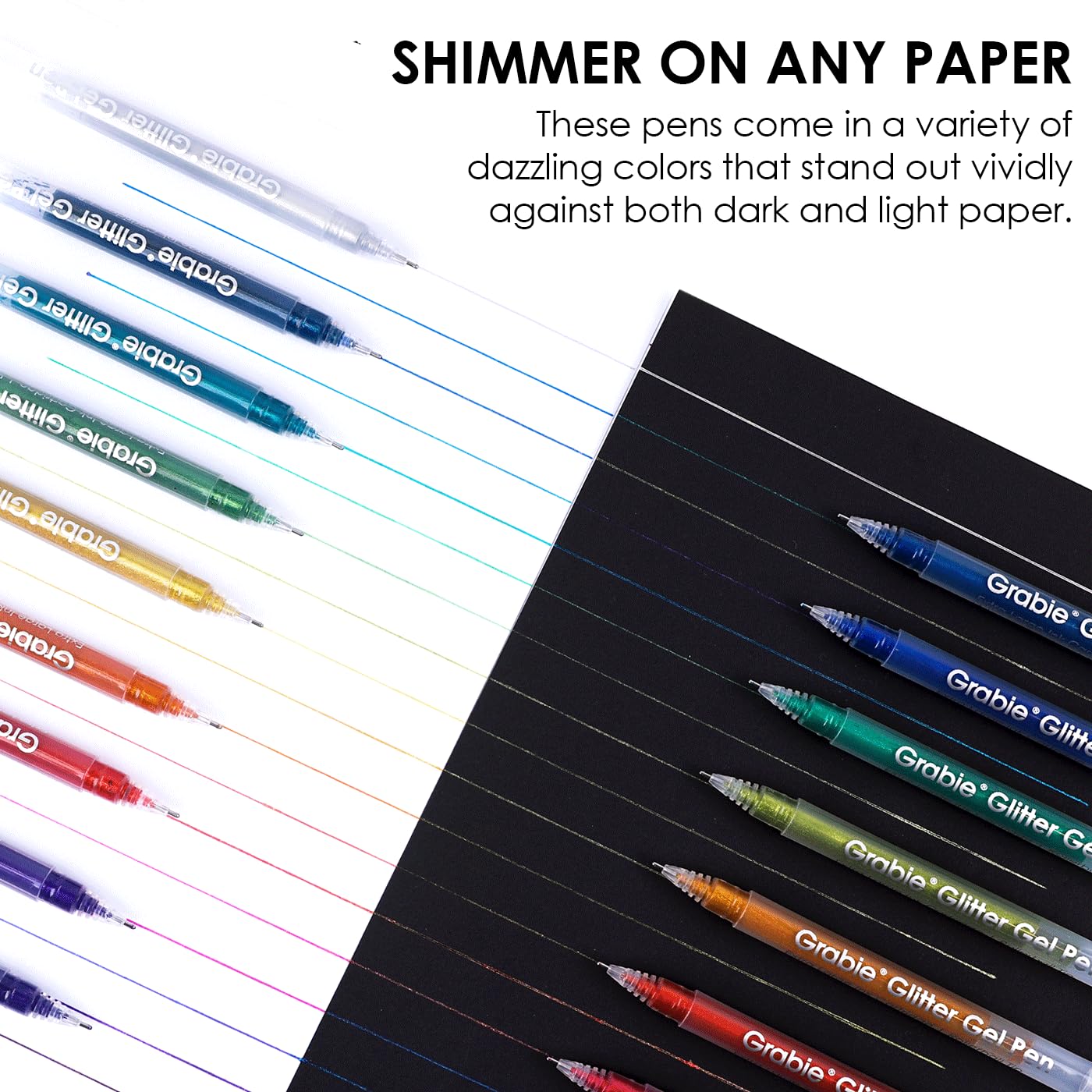 Grabie 18 Color Glitter Gel Pens, Retractable Sparkle Art Pens
