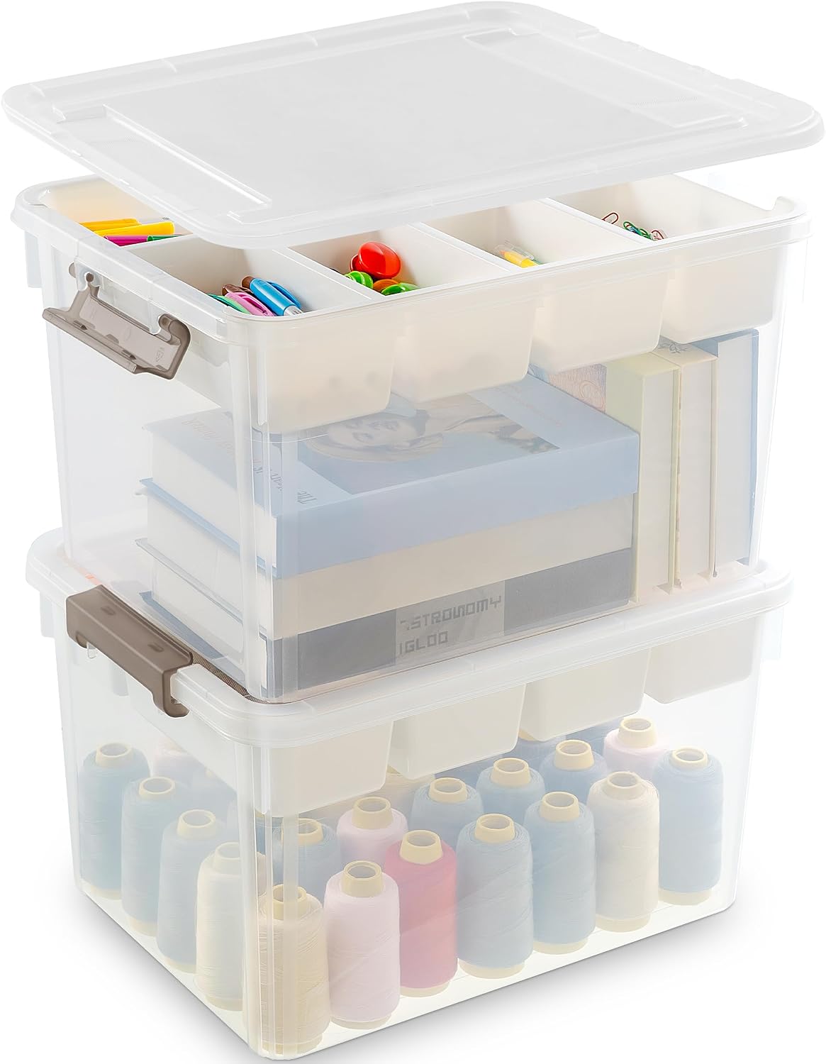 Citylife 6Qt 4Packs Clear Craft Organizers and Storage BOX, Sensory Bins
