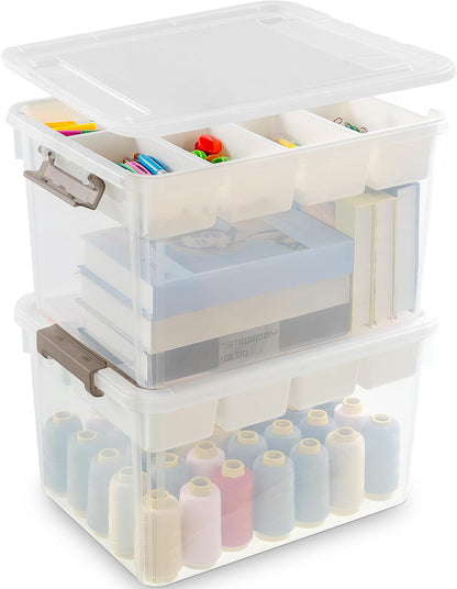 Citylife 6Qt 4Packs Clear Craft Organizers and Storage BOX, Sensory Bins