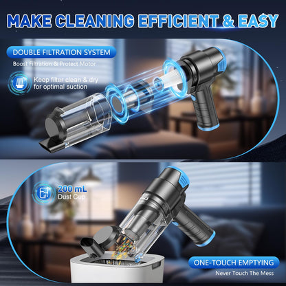 KMM Handheld Car Vacuum Cleaner, Hand Held Vacuum Cleaner and Air Duster