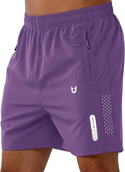 NORTHYARD Men's Athletic Running Shorts Gym Workout 7"/9"/5" Zipper Pockets