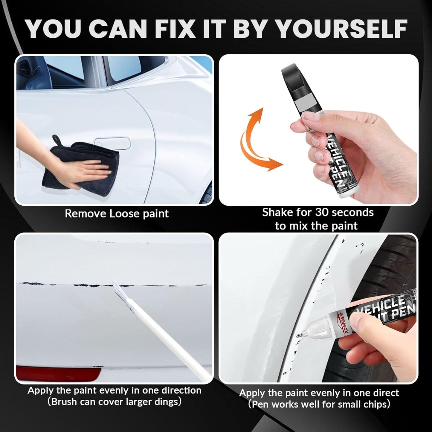 Matte Black Touch Up Paint for Cars, Universal and Color Accurate Automotive Scratch Repair Pen, Lasting Auto Scratch Remover, Quick Drying, Weather Resistant, Easy to Use, Versatile Use