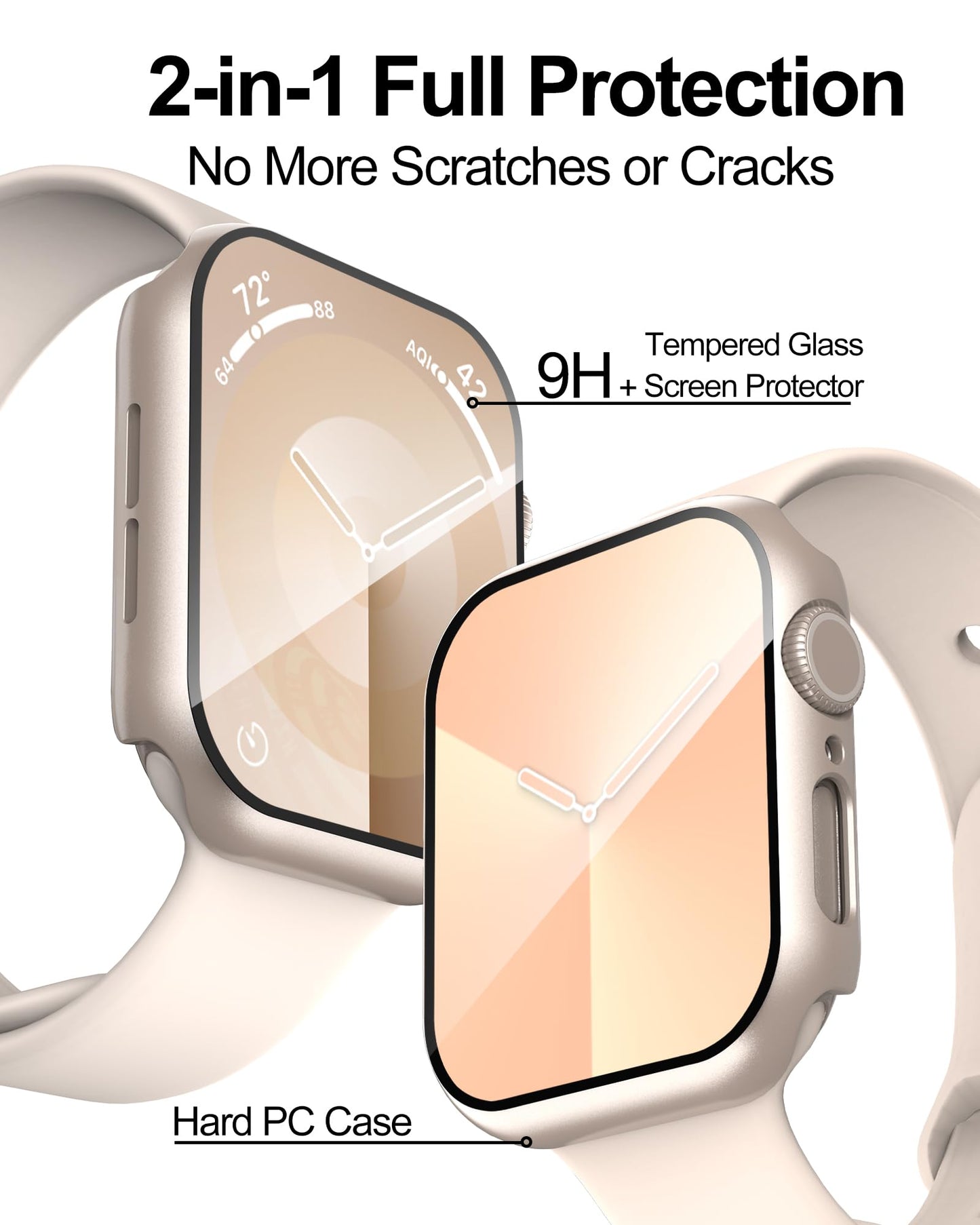 Smiling 2 Pack Case Compatible with Apple Watch SE 3 (2025)/ SE 2/ SE/Series 6/5/4 40mm with Tempered Glass Screen Protector, Hard PC Case Overall Protective Cover- 1 Blue+ 1 Transparent