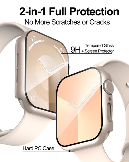 Smiling 2 Pack Case Compatible with Apple Watch SE 3 (2025)/ SE 2/ SE/Series 6/5/4 40mm with Tempered Glass Screen Protector, Hard PC Case Overall Protective Cover- 1 Blue+ 1 Transparent