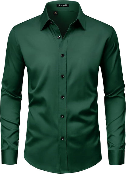 Men’s Wrinkle Free Dress Shirts Regular Fit Long Sleeve Non Iron Business Casual Wedding Stretch Button Down Shirt