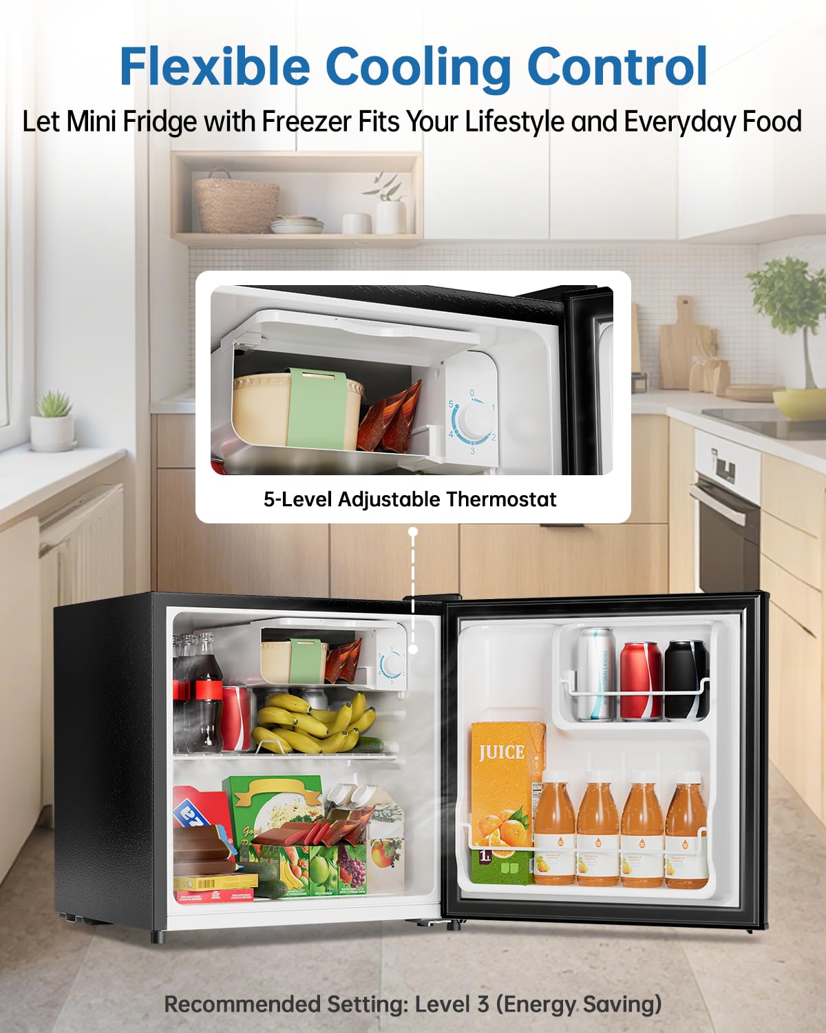 3.2 Cu Ft Mini Fridge with Freezer, Single Door Upright Freezer