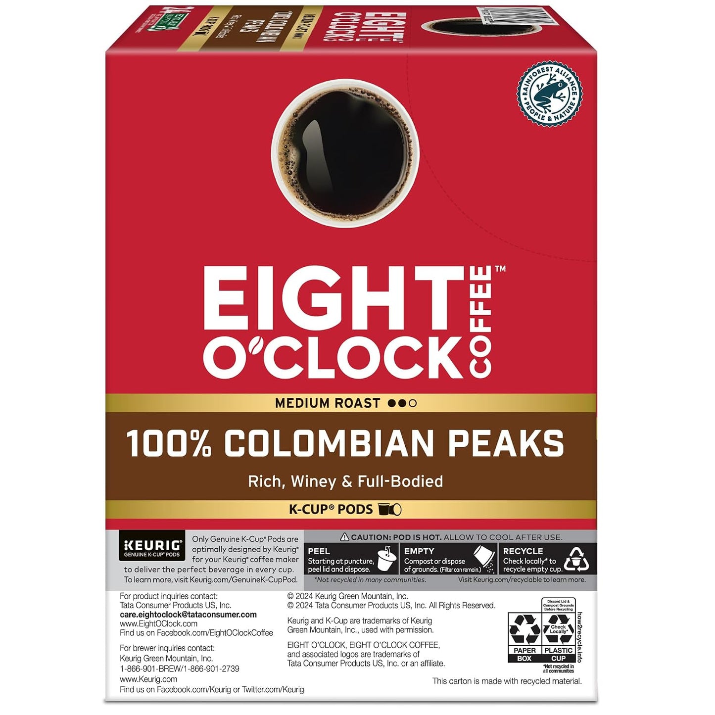 Eight O'Clock Coffee Hazelnut, Single-Serve Keurig K-Cup Pods, Flavored Medium Roast Coffee Pods, 96 Count