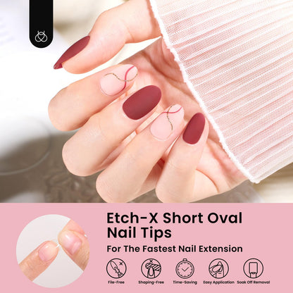 Beetles Soft Gel Nail Tips Short Almond 288pcs in 12 Sizes Etch-X