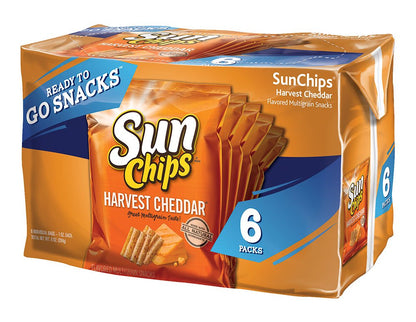 SunChips 100% Whole Grain Chips, Variety Pack, 1 oz Bags, Pack of 40, No Artificial Flavors, Colors