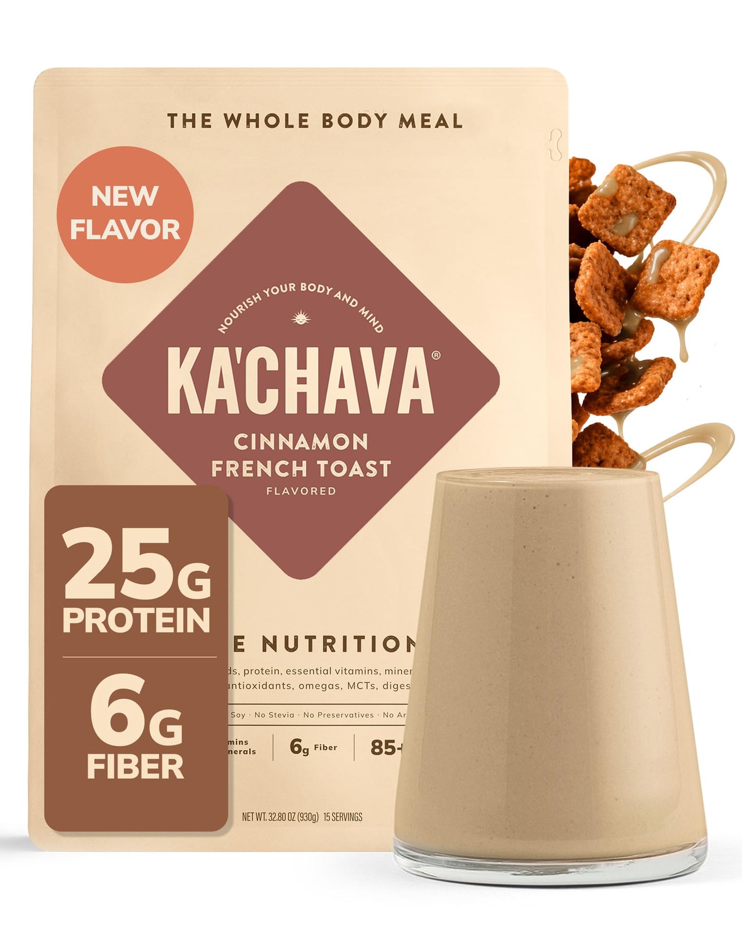 Ka’Chava Whole Body Meal Shake Chai 2 lb – Vegan Protein Powder with 85+ Superfoods & Greens – Plant-Based Meal Replacement with Probiotics & Digestive Enzymes – Gluten & Dairy Free (15 Servings)