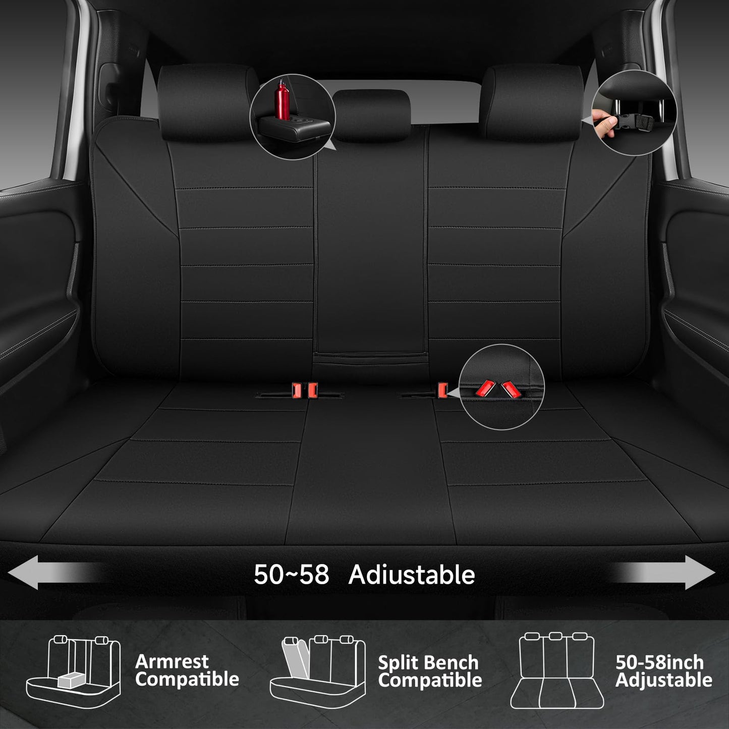 CAR PASS Waterproof Car Seat Covers Front Seats Only with 5mm Composite EVA, Neoprene Car Seat Cover with Separate Headrest Cover, Quick Setup Universal Fit for Car SUV Trucks,Airbag Compatible（Gray