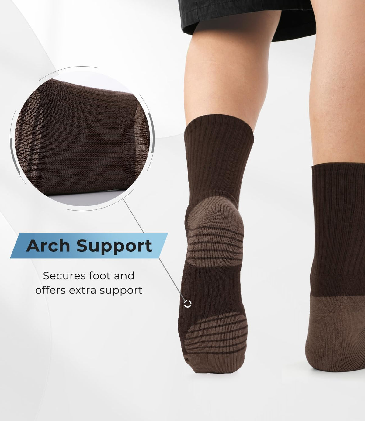 BAMBOO COOL Men's Crew Socks Athletic Cushioned Moisture Wicking 6 Pairs