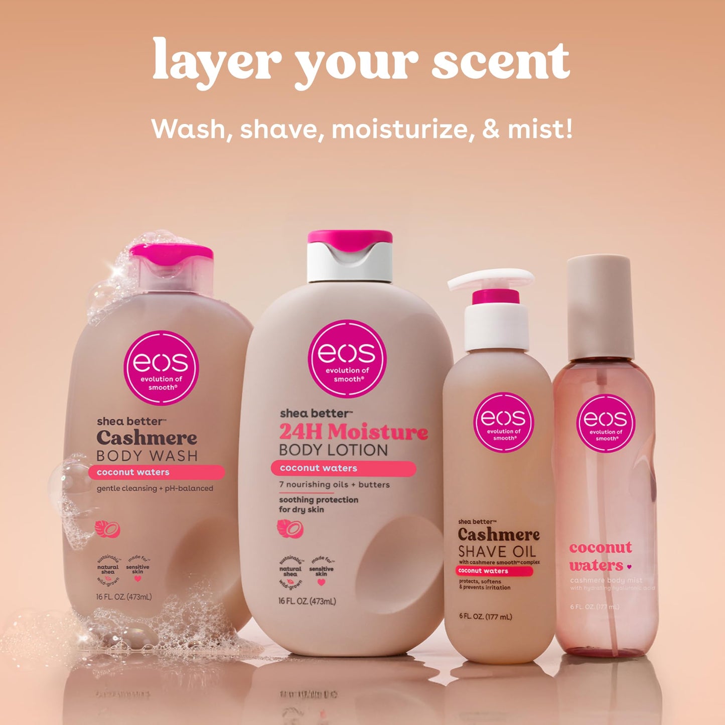 eos Vanilla Cashmere Shave Oil- Moisturizing Natural Shea Butter, 6 fl oz