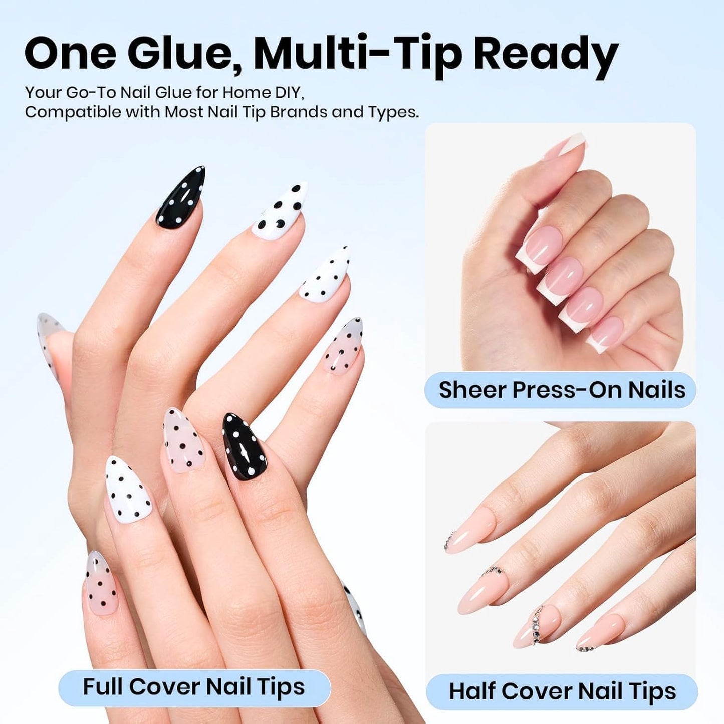 Beetles Soft Gel Nail Tips Short Almond 288pcs in 12 Sizes Etch-X