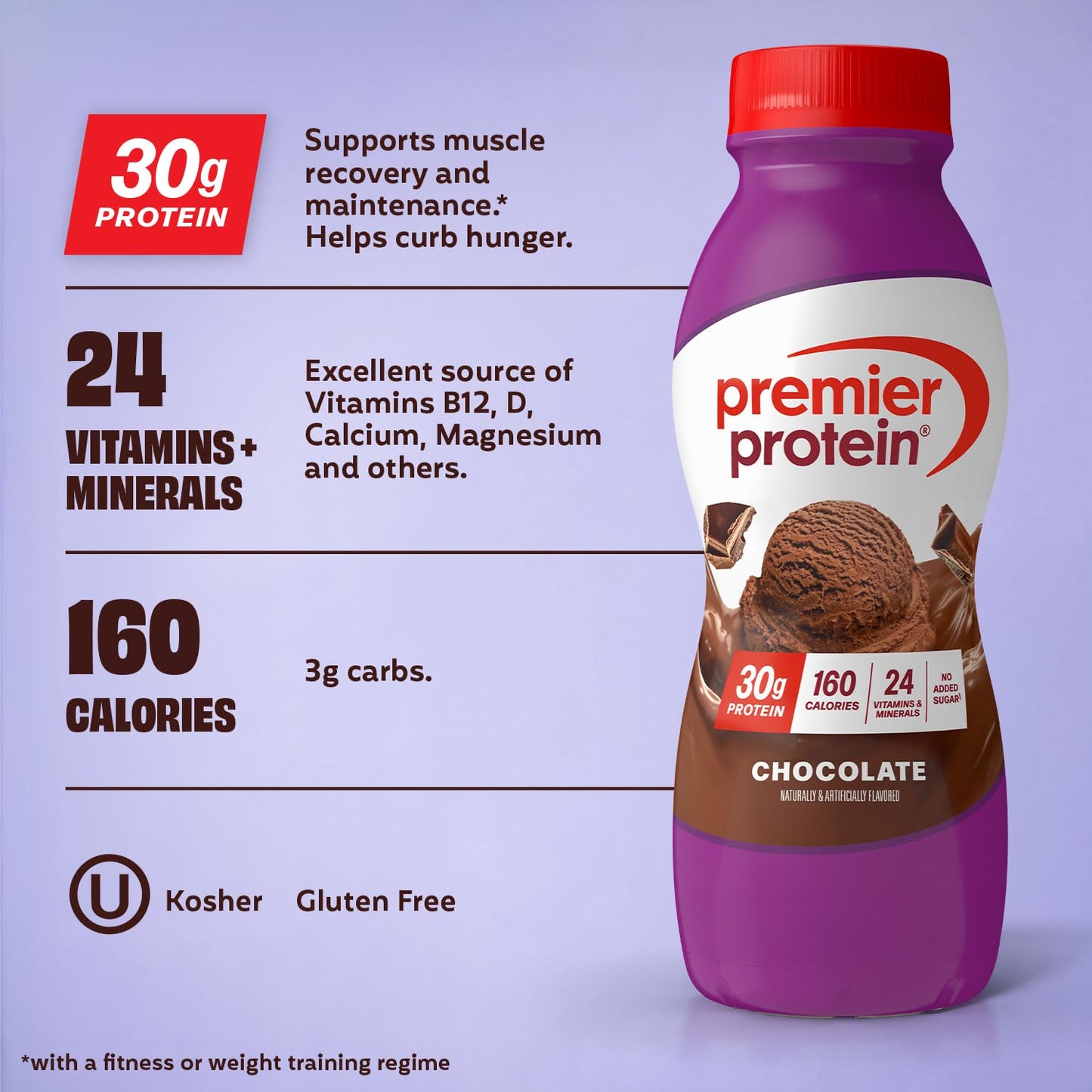 Premier Protein 30g High Protein Shake, Chocolate, 12 Pack