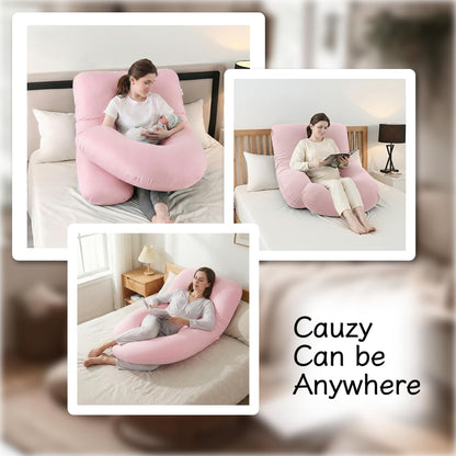 ALLOPERA Pregnancy Pillow, Full Body Maternity Pillow 57 inch, with Removable Washable Cover - Sleep Support for Legs, Back, Neck, Shoulder, HIPS, Belly, Velvet Cover-Grey-Dark Blue