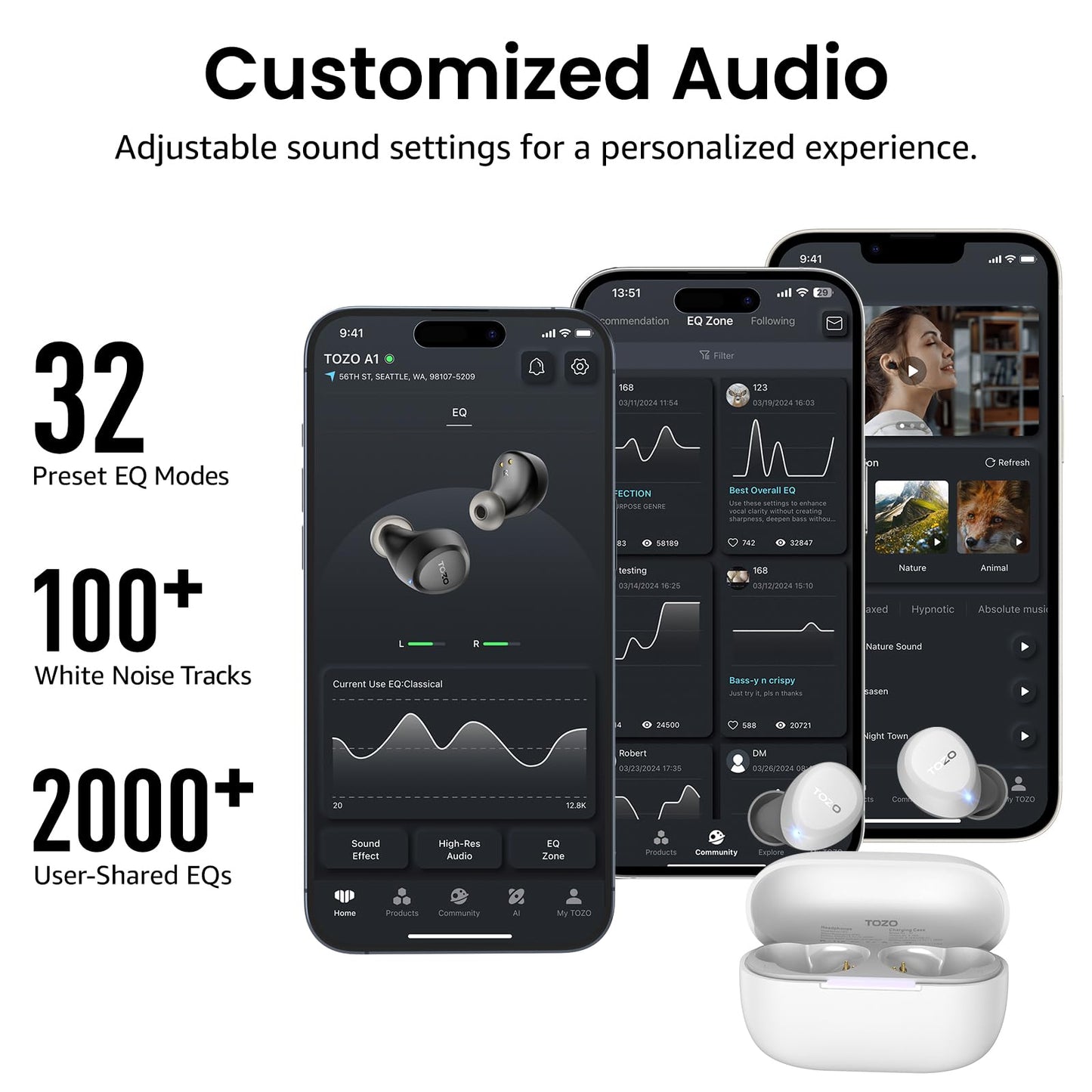 TOZO A1 Wireless Earbuds Bluetooth 5.3 Light Weight in Ear Headphones