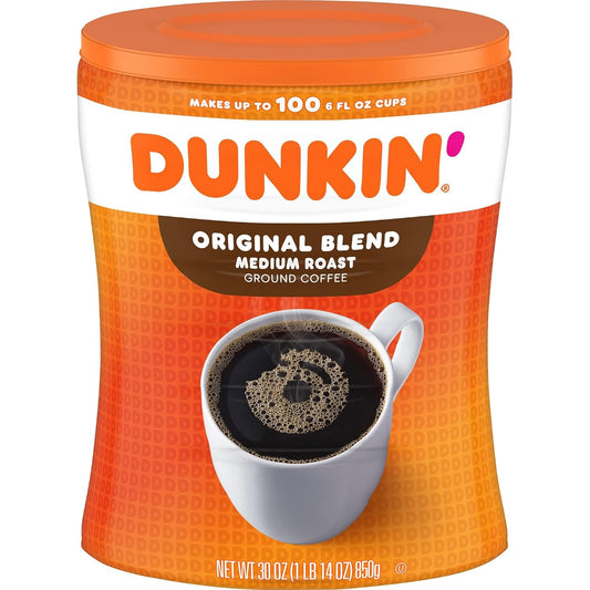 Dunkin’ Original Blend Medium Roast Ground Coffee, 30 Oz. Canister