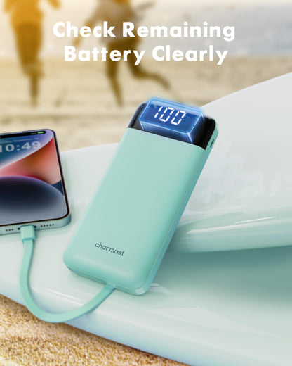 charmast Power Bank Portable Charger with Reinforced Built-in 4 Cables