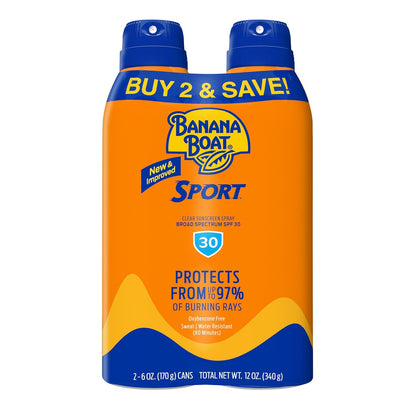 Banana Boat Sport SPF 50 Sunscreen Spray, 6 oz (2 Pack)