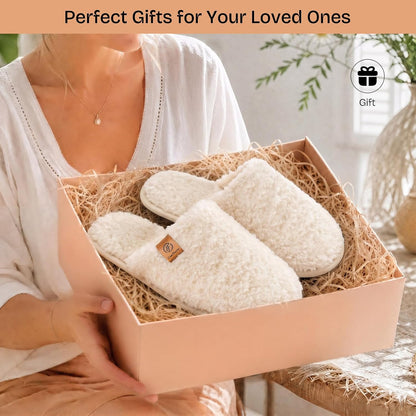 EverFoams Women's Fuzzy Slippers Warm Cozy Memory Foam Indoor House Shoes