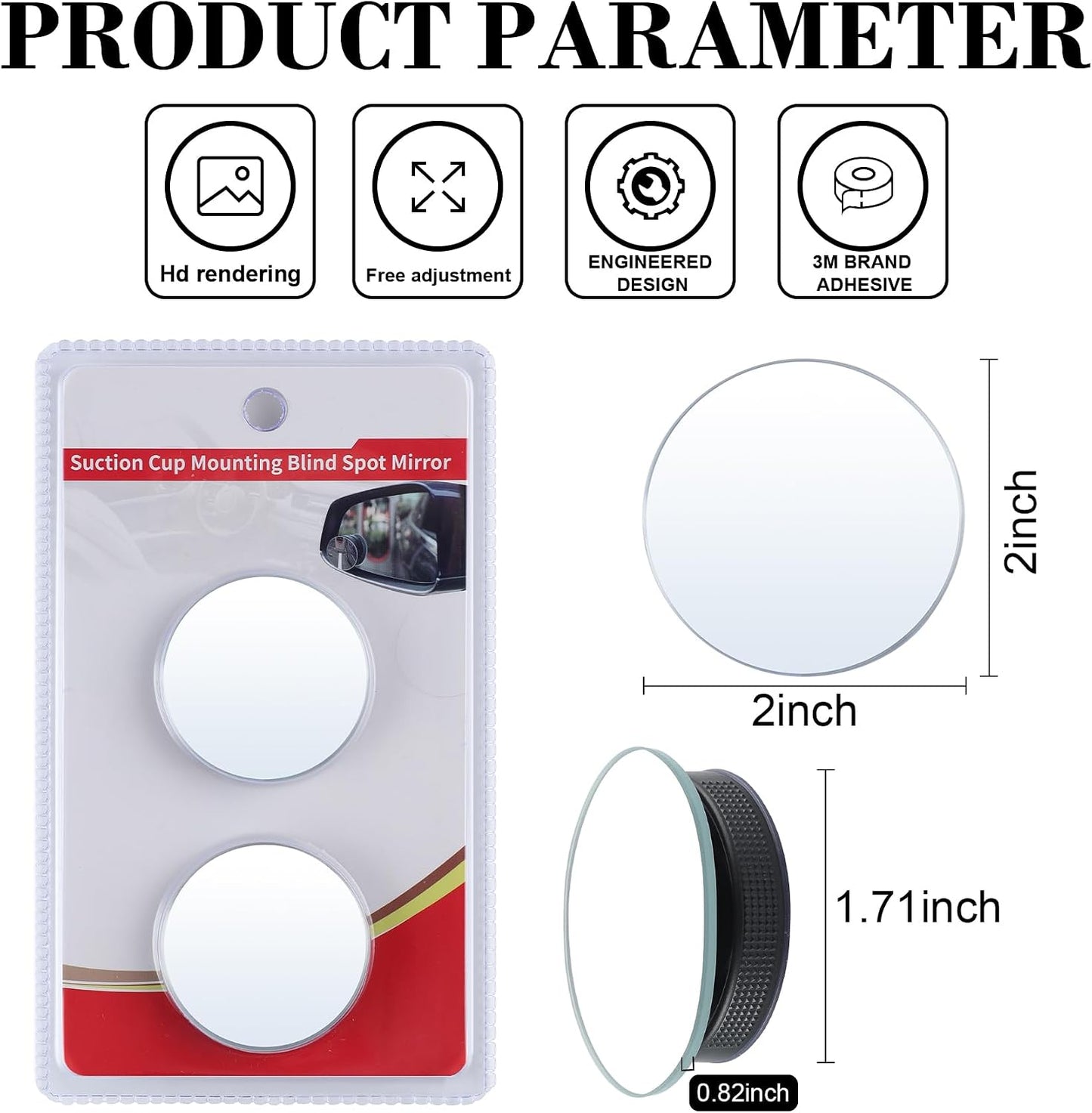 LivTee Blind Spot Car Mirror, HD Glass Frameless Convex Side Mirror Blindspot, Wide Angle Rear View Mirrors for SUVs, Trucks and RVs - Car Accessories
