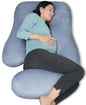 MOON PARK Pregnancy Pillows for Sleeping - U Shaped Full Body Maternity Pillow with Removable Cover - Support for Back, Legs, Belly, HIPS - 65 Inch - Aquamarine