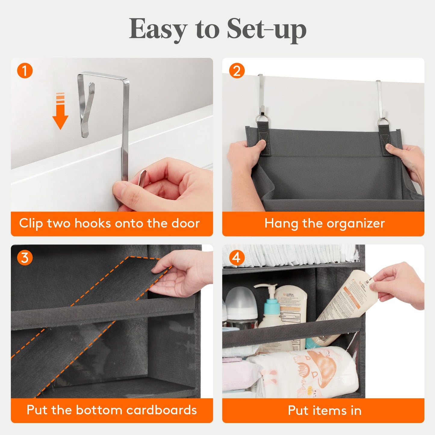 Lifewit 1 Pack Over the Door Organizer, 5 Section Hanging Storage, Beige