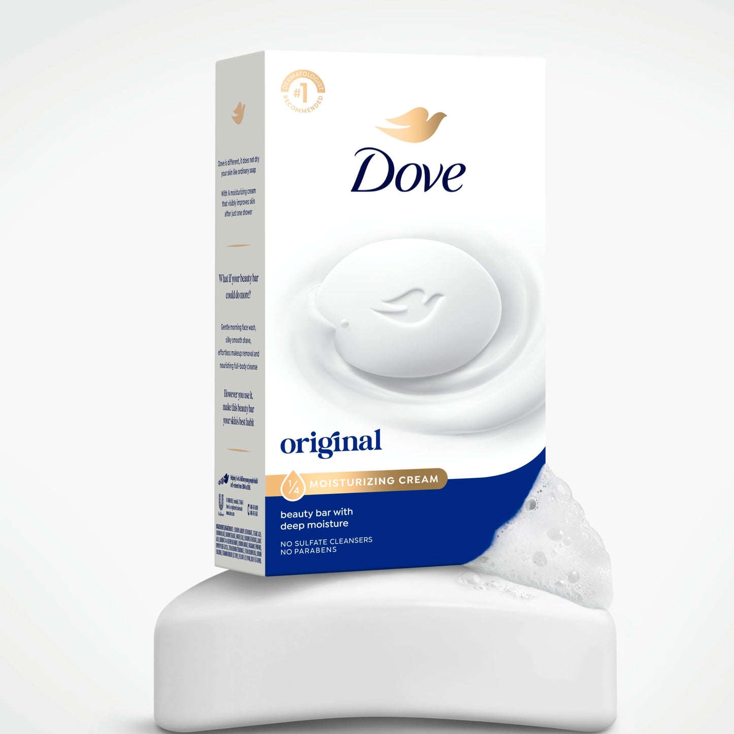 Dove Beauty Bar Soap Original 8 Count for Soft, Smooth Skin, with 1/4 Moisturizing Cream 3.75 oz | Moisturizing beauty bar with ¼ moisturizing cream for soft, smooth skin on face, body and hands