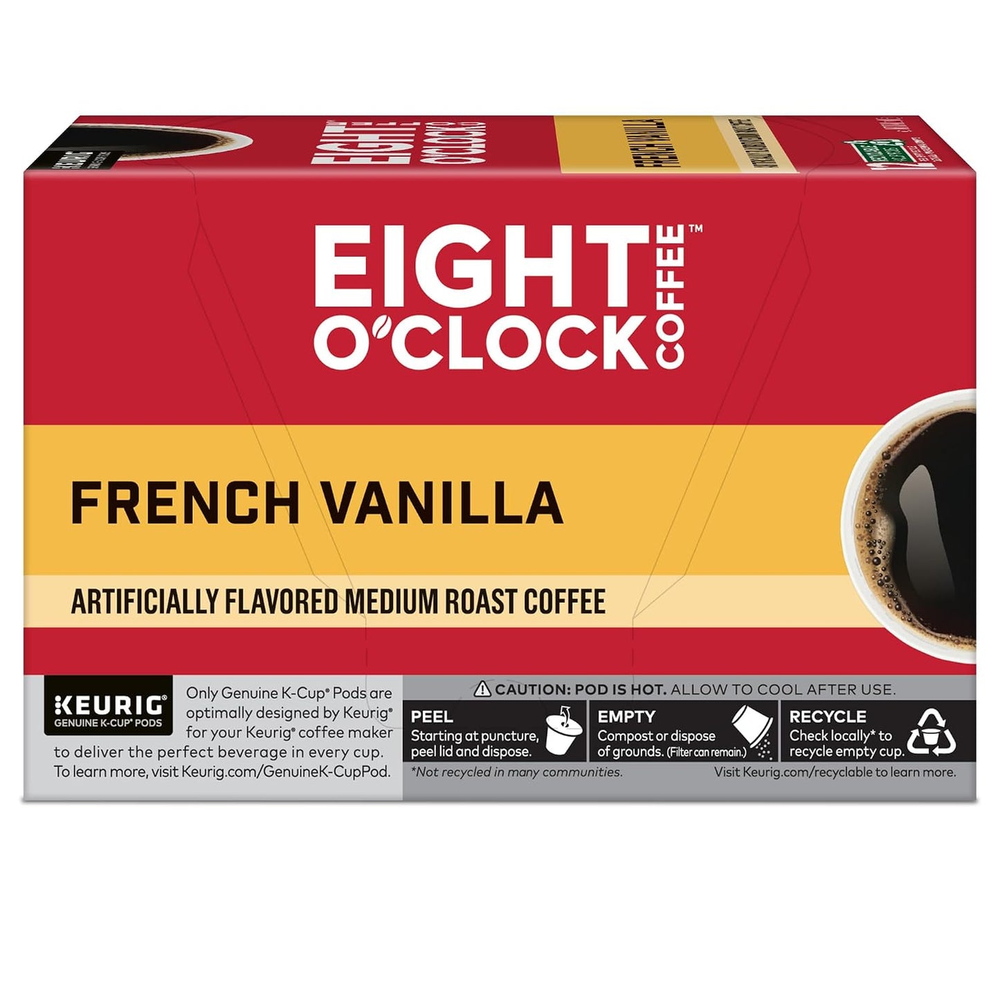 Eight O'Clock Coffee Hazelnut, Single-Serve Keurig K-Cup Pods, Flavored Medium Roast Coffee Pods, 96 Count