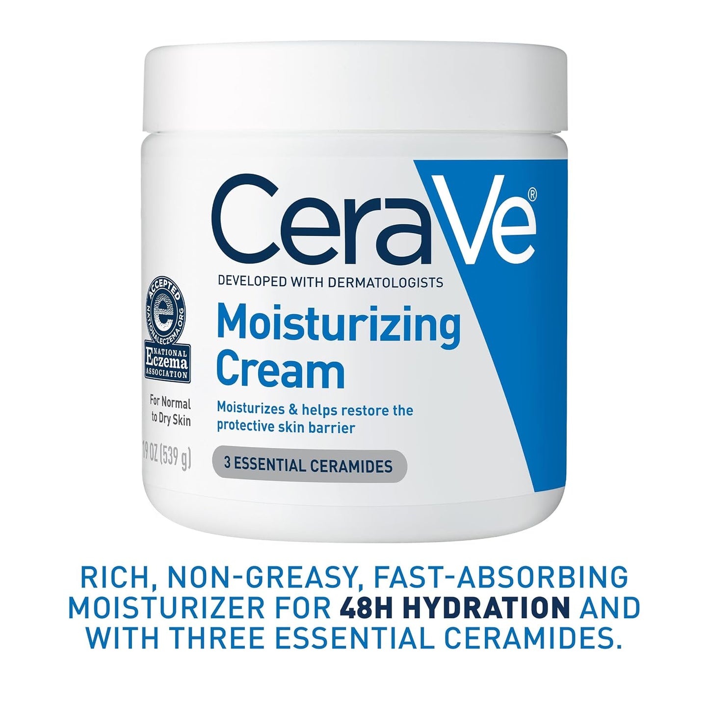 CeraVe Moisturizing Cream, Face & Body Moisturizer for Dry Skin, 19oz