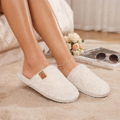 EverFoams Women's Fuzzy Slippers Warm Cozy Memory Foam Indoor House Shoes