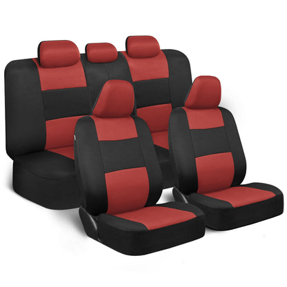 BDK PolyPro Car Seat Covers Full Set in Solid Black, Front and Rear Split Bench Seat Covers for Cars, Easy to Install Car Seats Cover Set and Accessories for Auto Trucks Van SUV - Solid Black