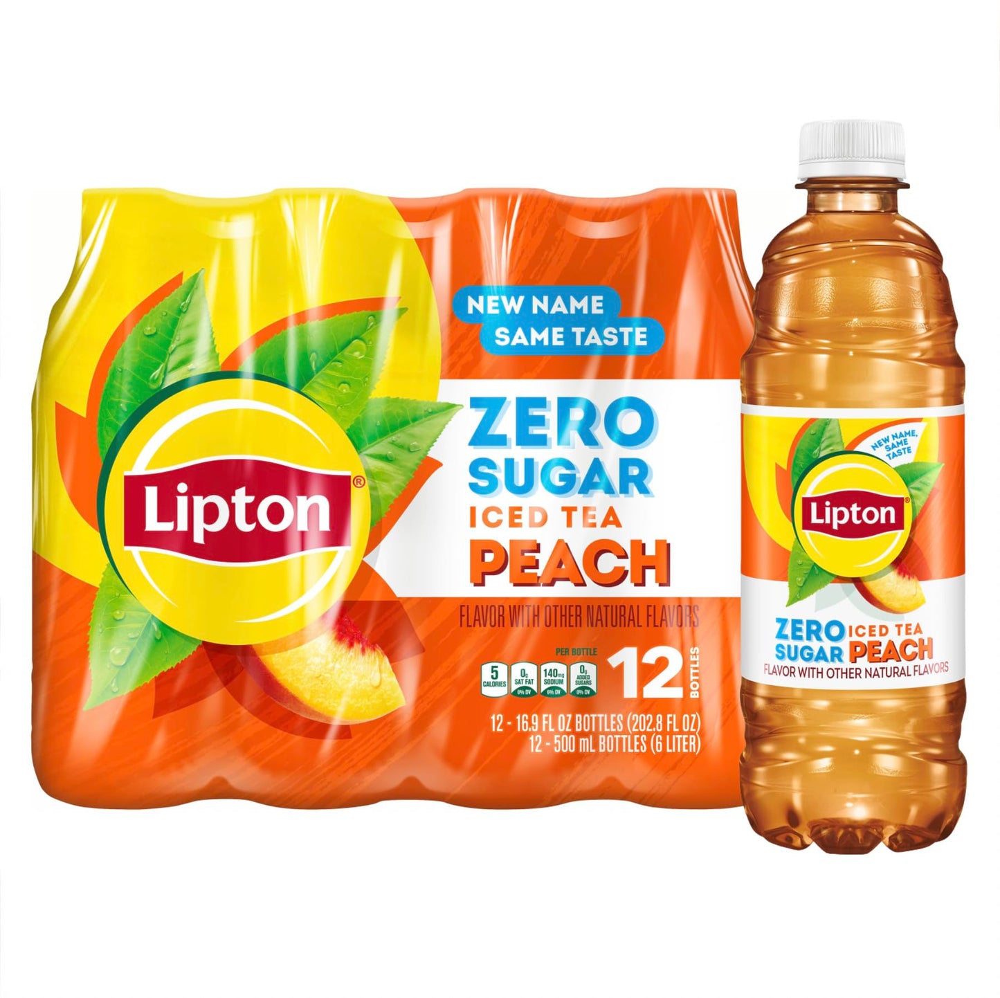 Lipton Zero Sugar Iced Tea, Green Tea Citrus, 16.9 fl oz Bottles, (12 Pack), 100% DV Vitamin C