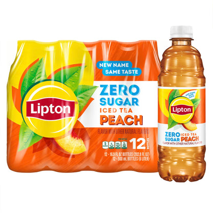 Lipton Zero Sugar Iced Tea, Green Tea Citrus, 16.9 fl oz Bottles, (12 Pack), 100% DV Vitamin C