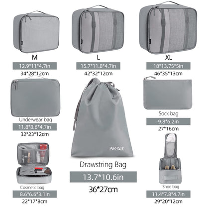BAGAIL 8 Set Packing Cubes Luggage Packing Organizers for Travel Accessories-Cream