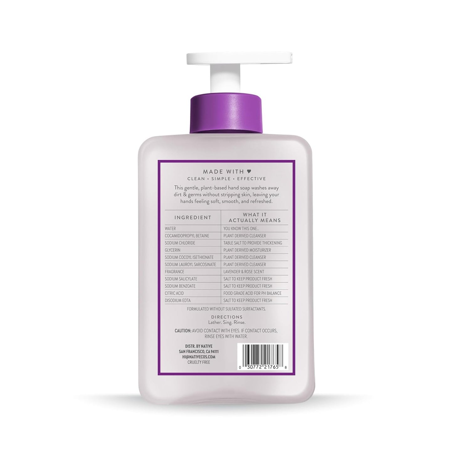 Native Liquid Hand Soap, Toasted Vanilla & Honey Scent, Non-Drying Formula for Soft, Smooth Hands, Made with Plant-Based Cleansers, Sulfate & Paraben Free, 13 oz Bottle