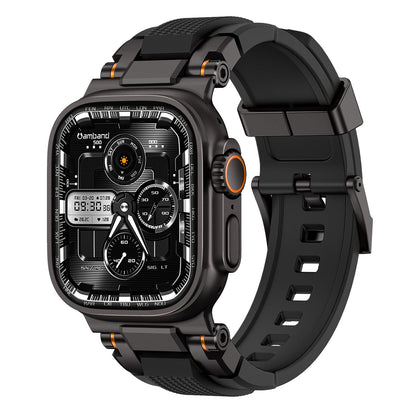 amBand Bands Compatible with Apple Watch 9/8/7/6/5/4 & SE 3/2/1 45mm/44mm Case for Men, M1 Sport Series Rugged Case Protective Cover for iWatch SE3/SE2/6/SE/5/4 44/45 mm Men Black