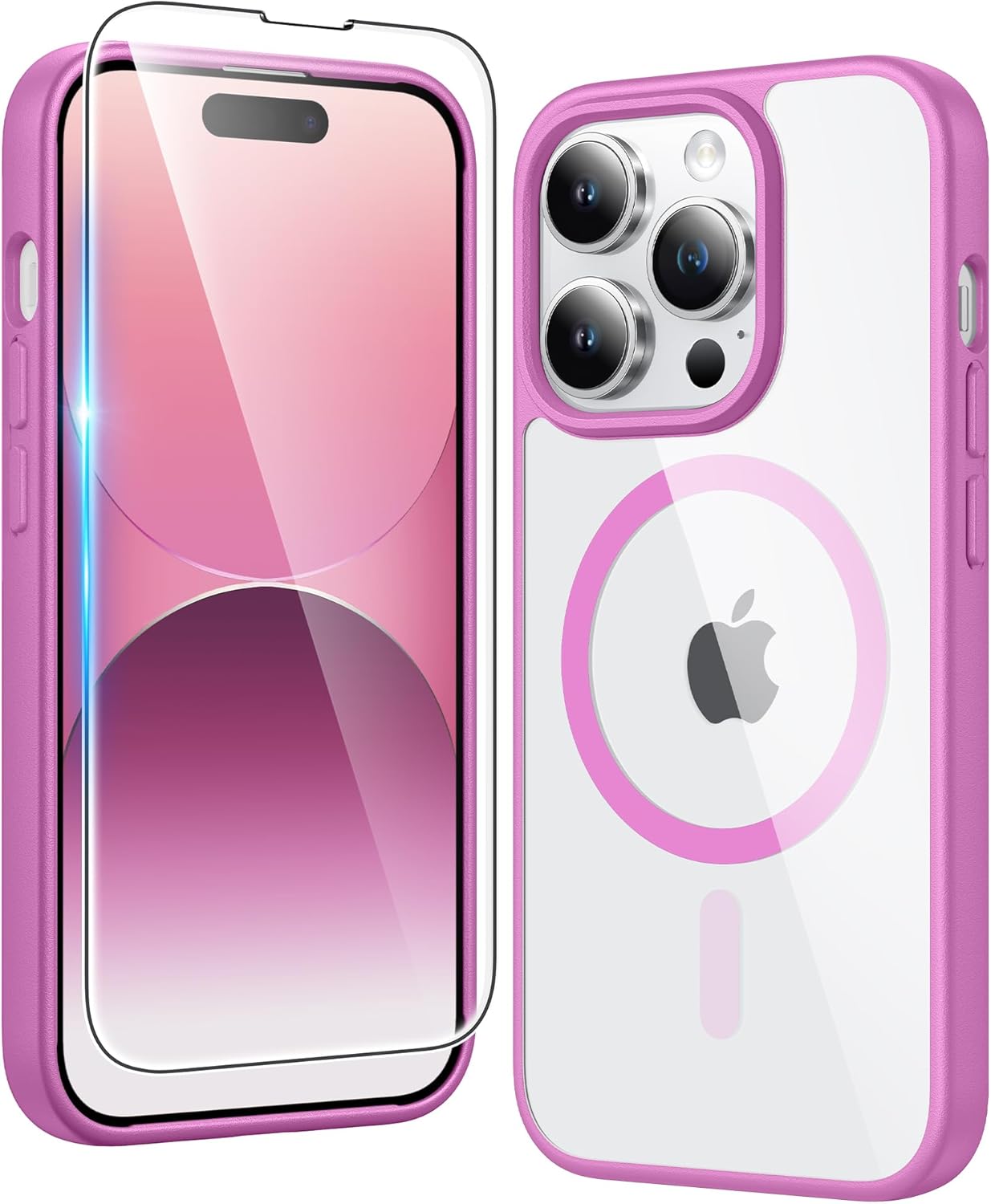 FNTCASE for iPhone 17 Pro Case Clear Magnetic with Screen Protector