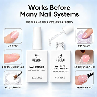 Beetles 2 Pcs 15ml No Wipe Gel Top Coat and Base Coat Set