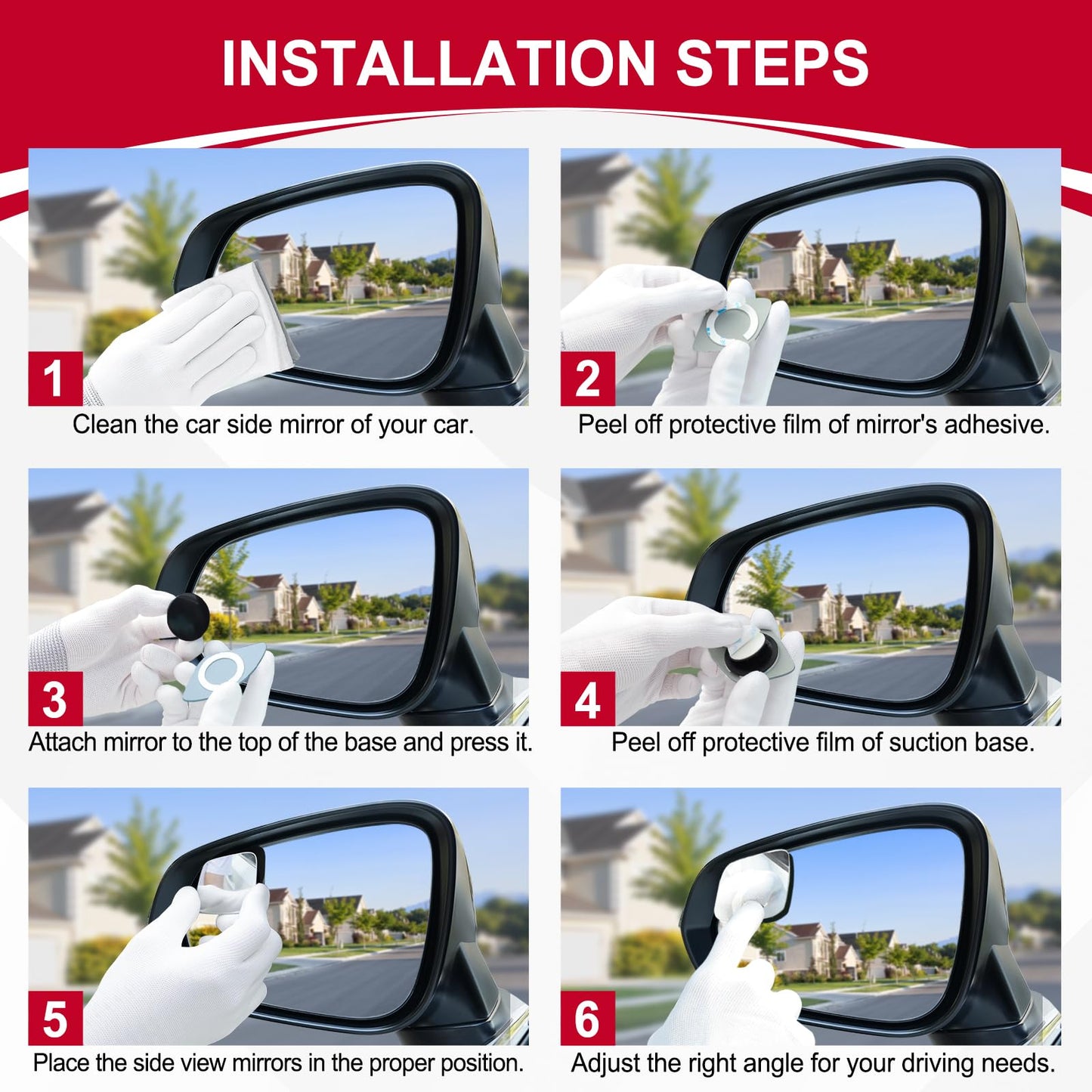 LivTee Blind Spot Mirror, 2" Round HD Glass Frameless Convex Rear View Mirrors Exterior Accessories with Wide Angle Adjustable Stick for Car SUV and Trucks, Pack of 2