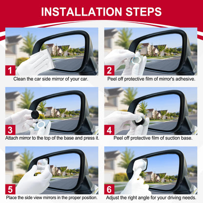 LivTee Blind Spot Mirror, 2" Round HD Glass Frameless Convex Rear View Mirrors Exterior Accessories with Wide Angle Adjustable Stick for Car SUV and Trucks, Pack of 2