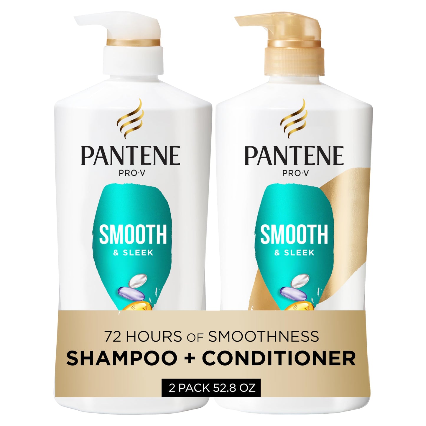 Pantene Shampoo & Conditioner Set, Daily Moisture Renewal - Pro-V Nutrients for Dry, Color-Treated, Straight to Curly Hair, 72-Hour Hydration & Softness, 52.8 Oz Total + Miracle Rescue Shot (0.5 Oz)
