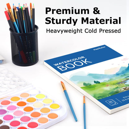 Hapikalor Watercolor Paper Pad, 9"x12" Water Color Paper, 140lb/300gsm Teal