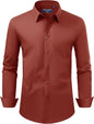 Alimens & Gentle Men's Dress Shirt Regular Fit Stretch Stain Shield Long Sleeve Solid Business Wedding Button Down Shirts