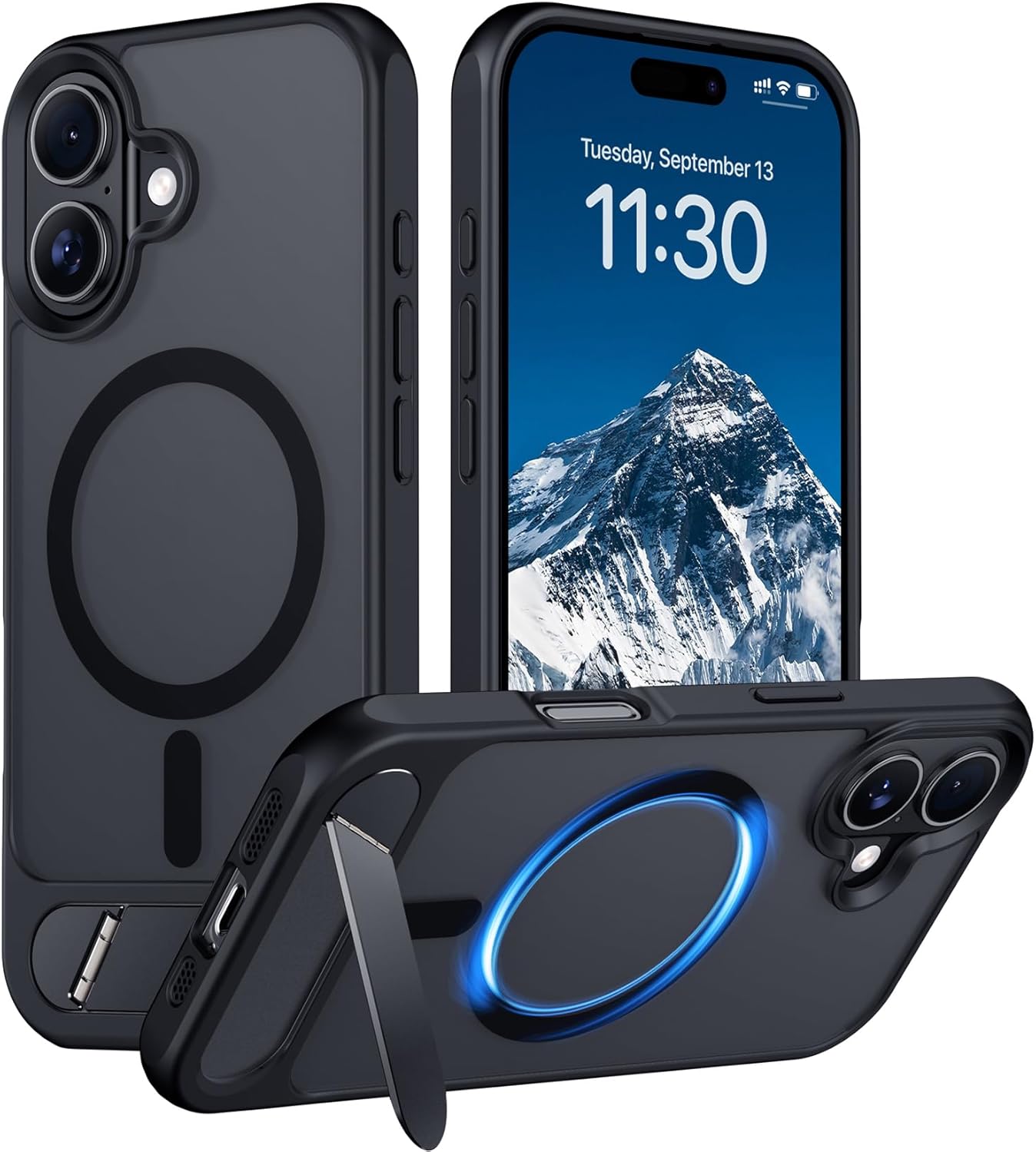 Magnetic Compatible with iPhone 14 Pro Max Case, [Built-in Invisible Kickstand][Compatible with MagSafe] [Military Grade Shockproof] Slim Translucent Matte Phone Case for iPhone 14 Pro Max 6.7"
