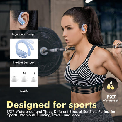 HAOYUYAN Wireless Earbuds, Sports Bluetooth Headphones, 80Hrs Playtime Ear Buds with LED Power Display, Noise Canceling Headset, IPX7 Waterproof Earphones for Workout/Running (Purple)